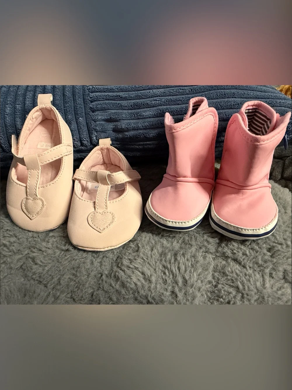 Baby Pink Booties and Cream Heart Mary Jane Set - Infant Shoes